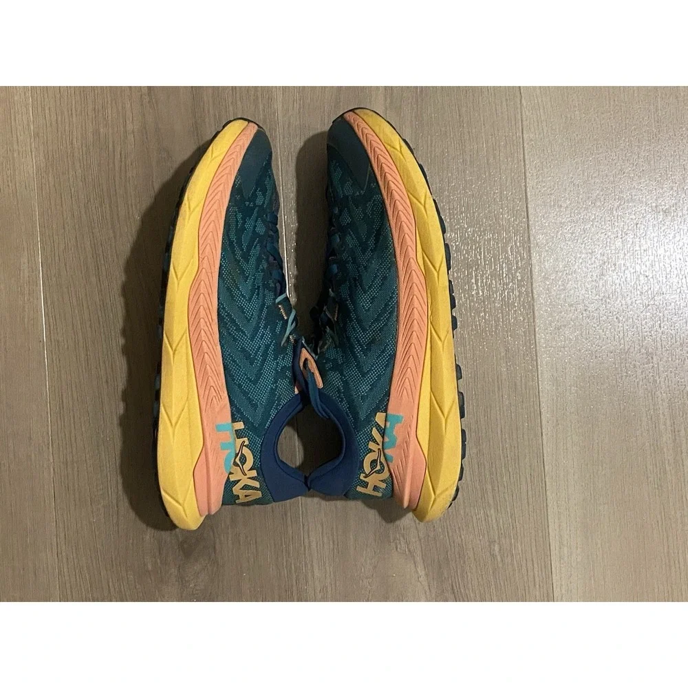 Hoka One One Tecton X Women's Green Orange Trail Running Shoes Sneakers Size 8.5
